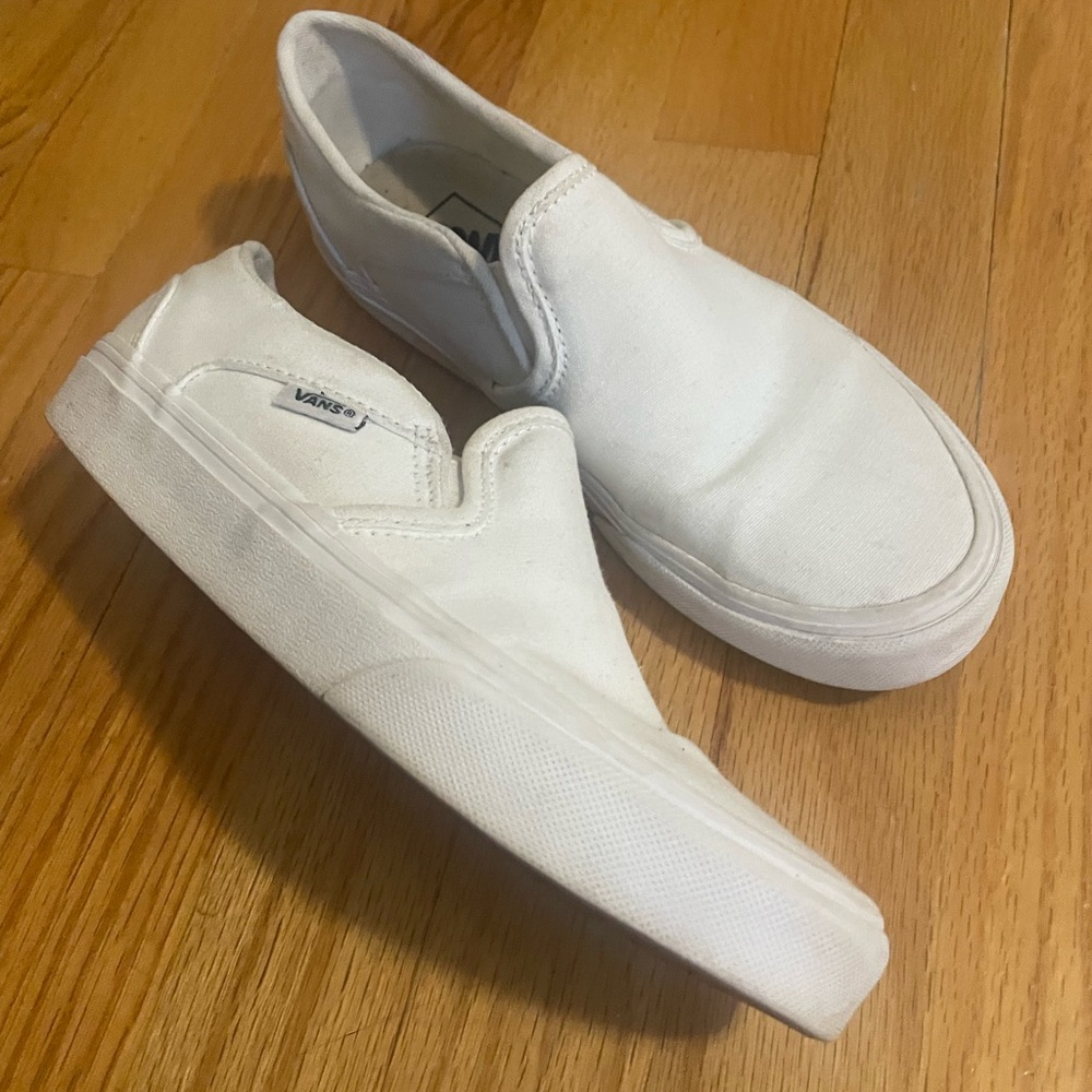 Vans White Slip-On Sneakers with Elastic Panels